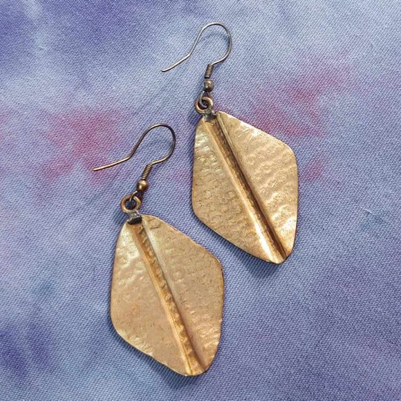 Handmade Pink and Copper Diamond Geometric Print Earrings - Picture 6 of 6